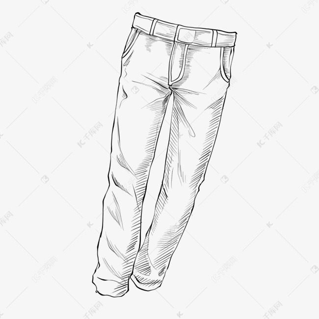线条素描裤子插画