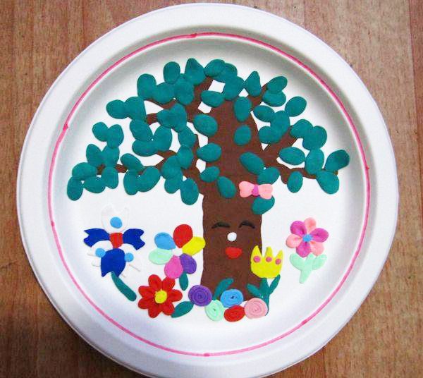 纸盘材料超轻粘土白色作品幼儿涂鸦绘画diy手工制作工具