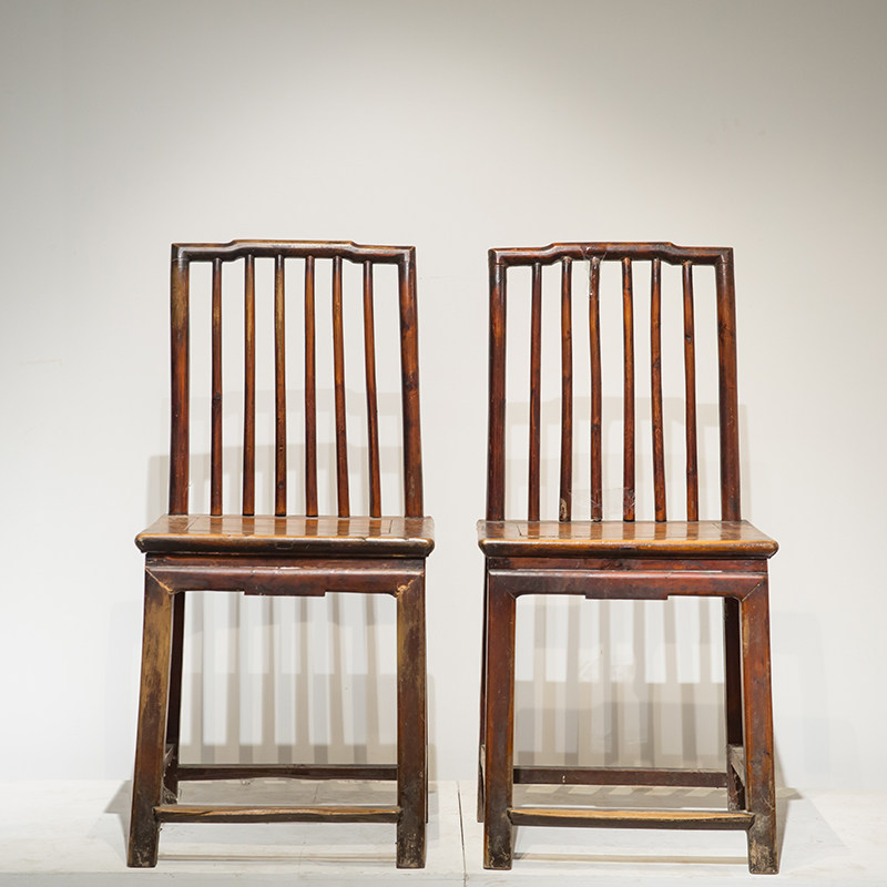 清代柏木梳背椅(一对)明清古典老家具古玩古董收藏老物件真品——金陵