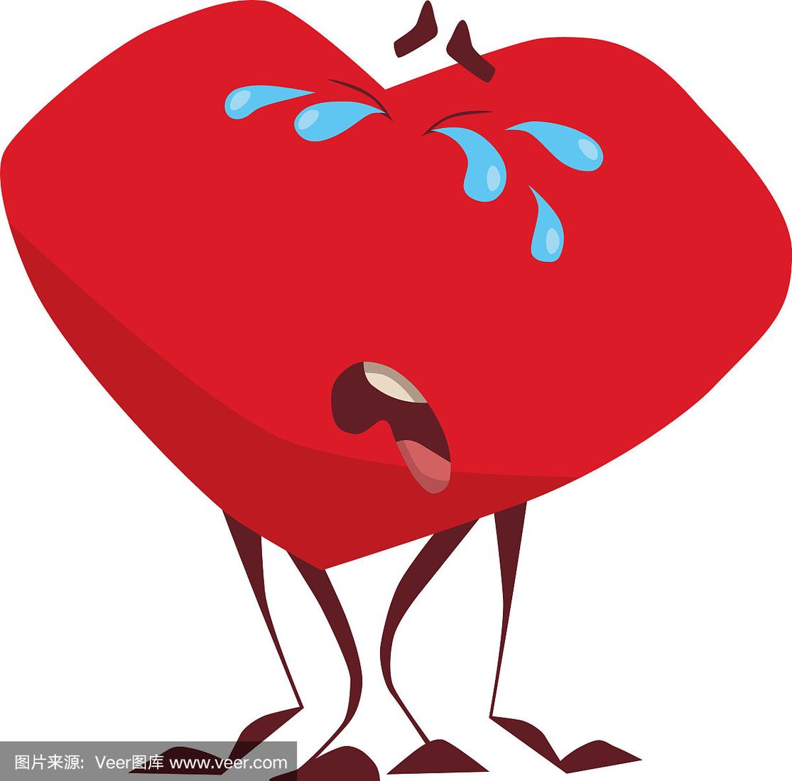 卡通人物的心哭得很伤心