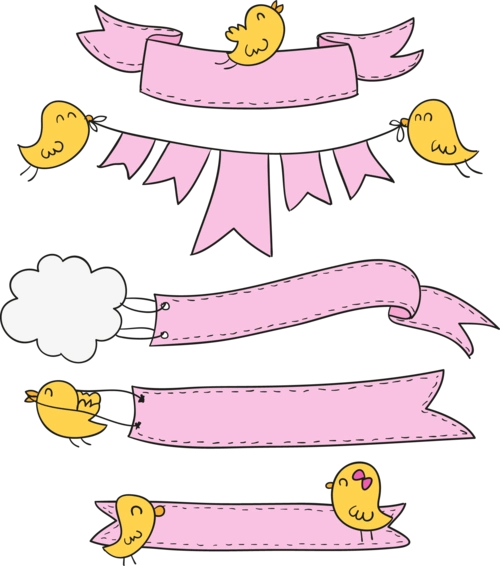 卡通手绘小鸟横幅边框合集