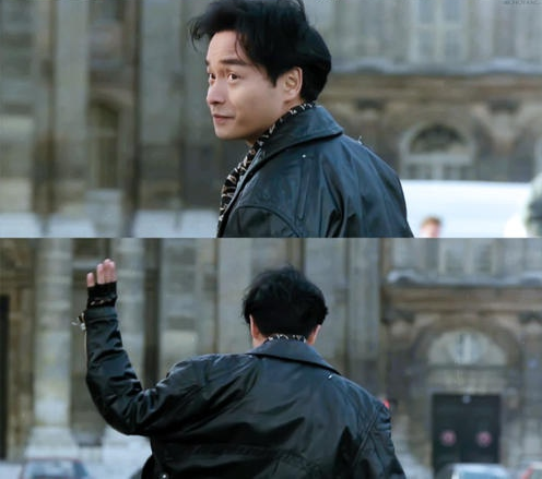 张国荣在《纵横四海》中的机车造型同样成就了经典.