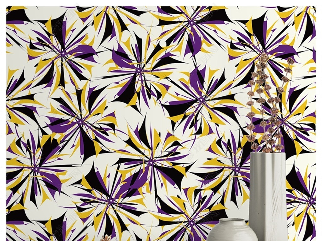 北欧时尚四方连续几何涂鸦图案壁纸