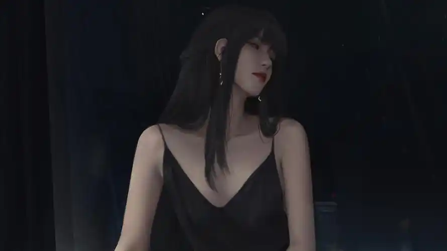 长发少女黑色吊带裙 好看的4k动漫美女壁纸3840x2160