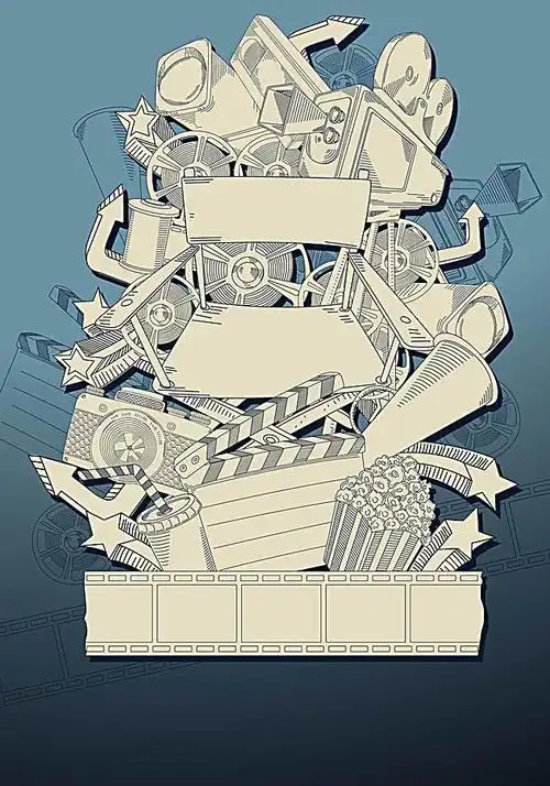 手绘电影元素背景装饰