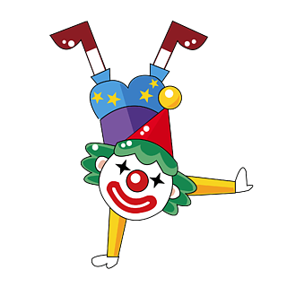 马戏团小丑单手倒立卡通插画png