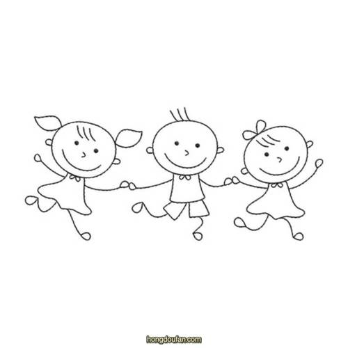 幼儿孩子手拉手简笔画