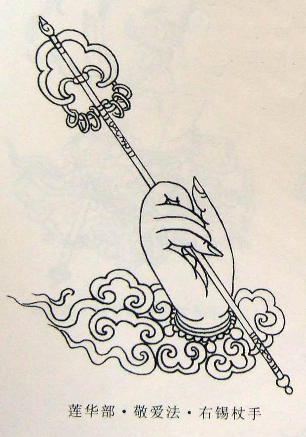 佛教法器锡杖的简笔画图片