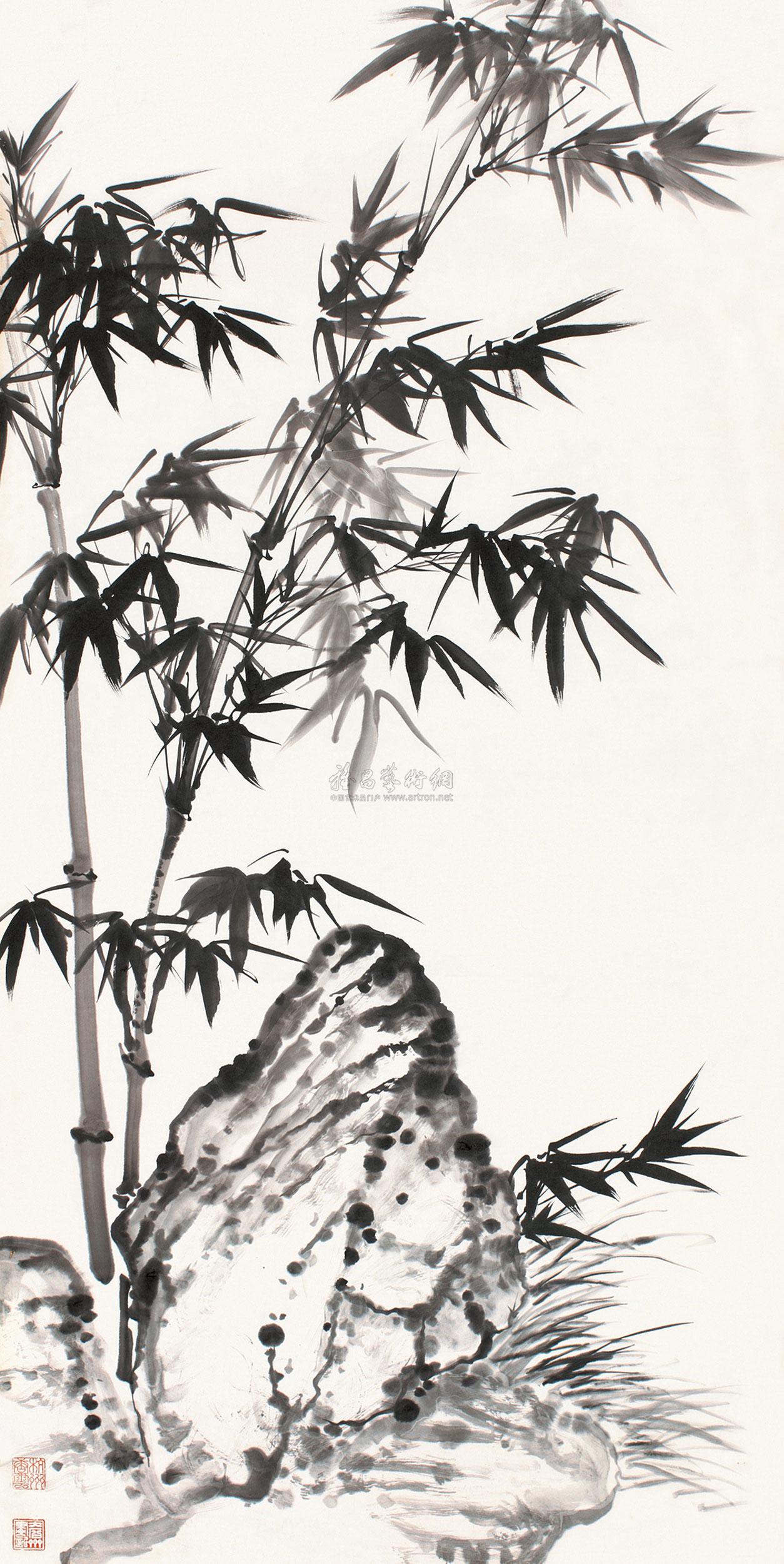 【竹石 镜片 水墨纸本】拍卖品_图片_价格_鉴赏_绘画_雅昌艺术品拍卖