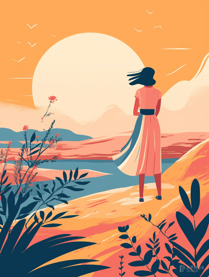 插画中的色彩明亮而鲜艳