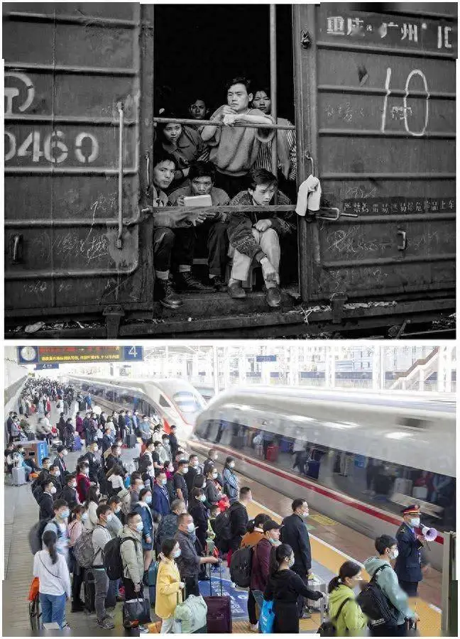 上图:1996年之后,国家停止使用"闷罐车"作为客运"棚代客"的交通工具,"