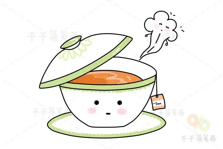 亲子画茶简笔画