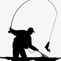 老翁钓鱼图卡通头像点击鼠标右键下载