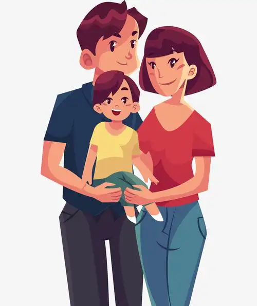 手绘一家三口免抠图免抠素材免费下载_觅元素51yuansu.com