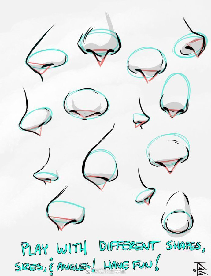 绘画参考#不同角度鼻子的画法