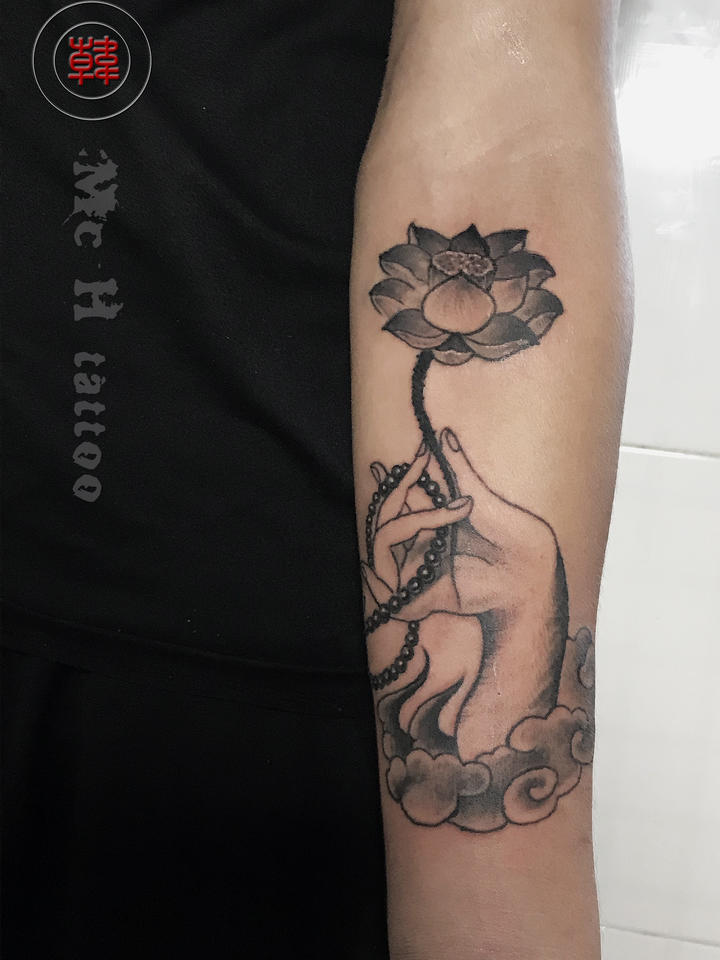 佛手莲花_纹身图案手稿图片_王韩非的纹身作品集
