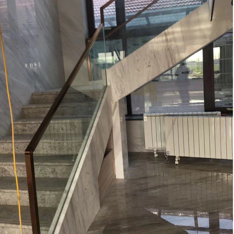 玻璃楼梯扶手铝合金护栏卡槽复式不锈钢型材网红楼梯扶手