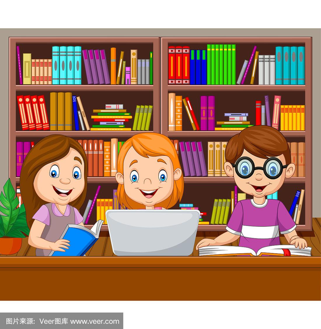 图书馆,儿童,卡通,知识,可爱的