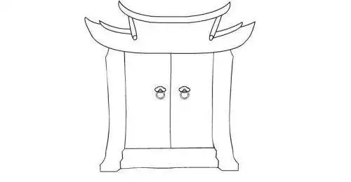 简单带门环古代大门简笔画步骤画法彩色古代大门简笔画怎么画