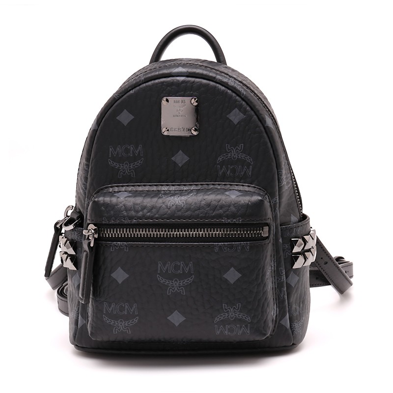 mcm/tark系列女士经典logo印花侧边铆钉双肩包迷你龙年奢饰品潮牌 mm