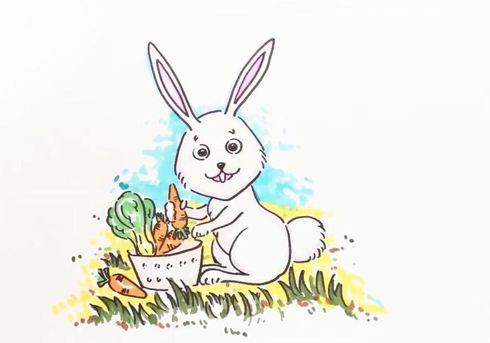 兔子树简笔画彩色