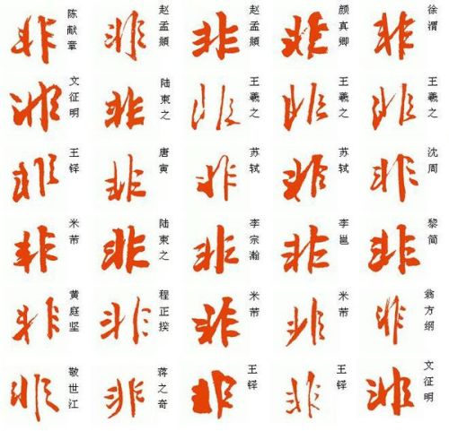 非字行书怎么写