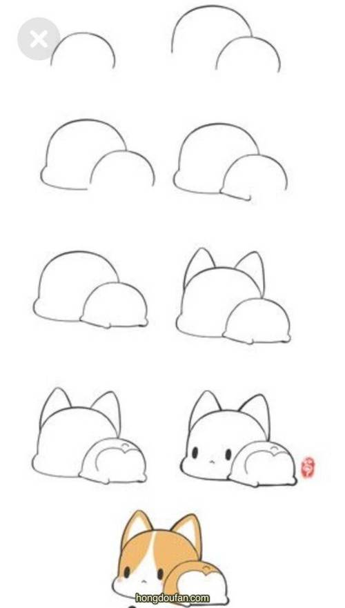 卡通可爱宠物小元素小狗小狗简笔画手绘小元素简单绘画教程