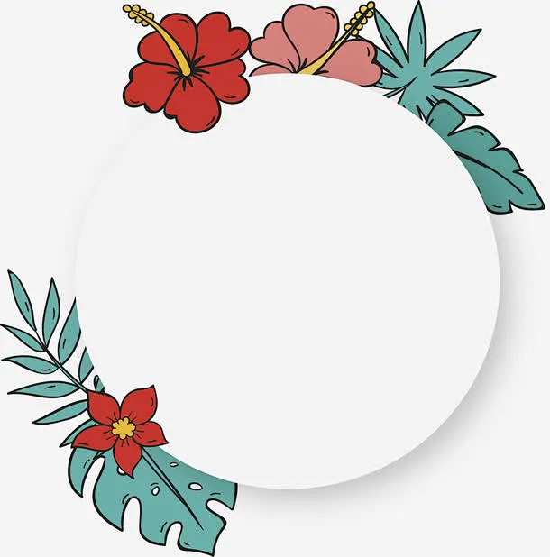 圆形夏日手绘花朵标题框_新图网 http.