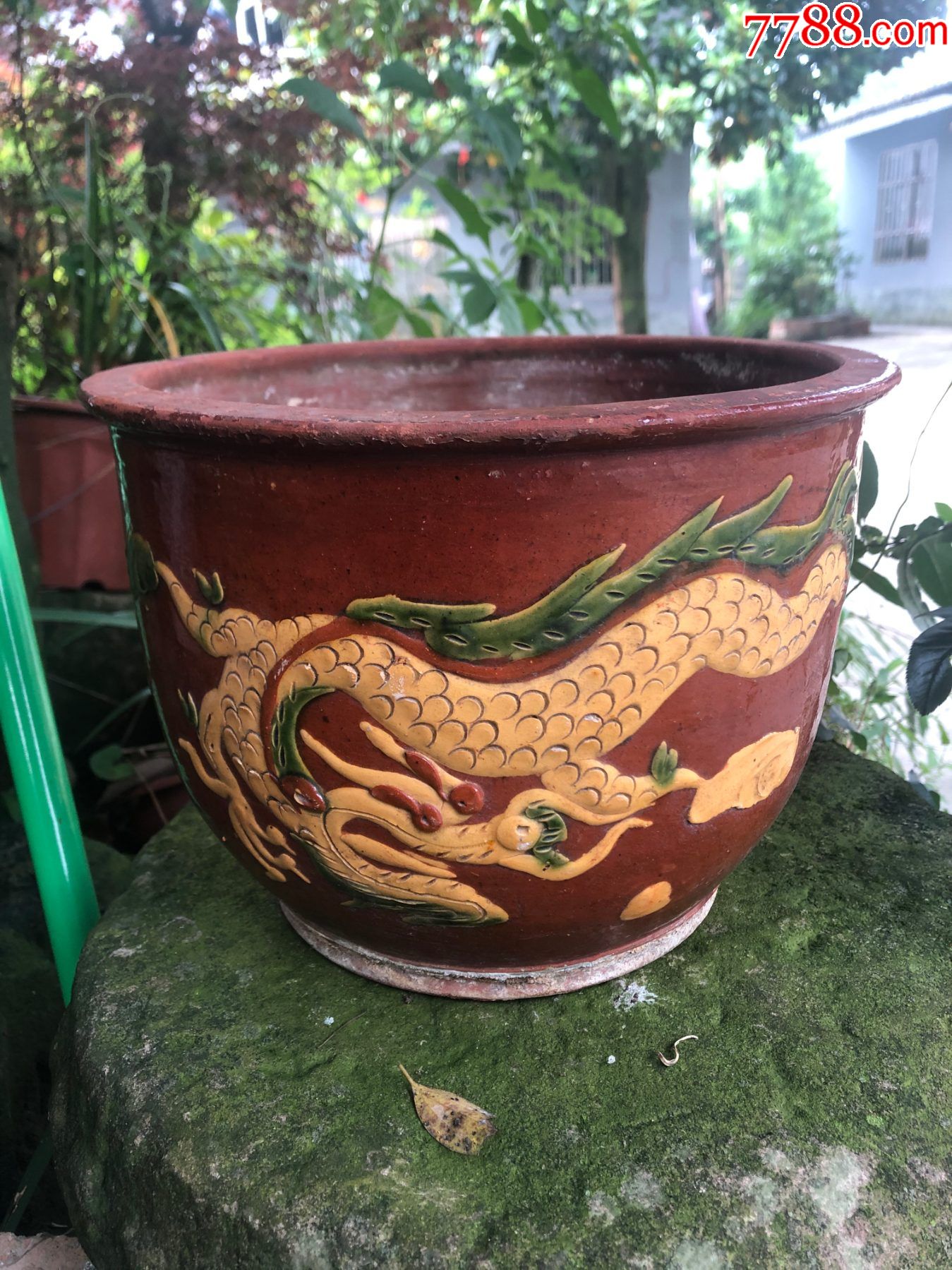 清代陶花盆高20厘米宽27厘米完整