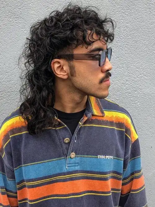 野性朋克复古发型男生个性狼尾卷发