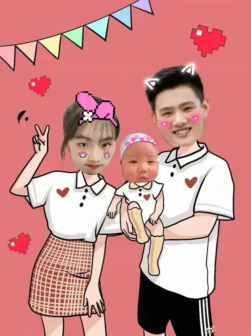 一家三口抠图素材7809