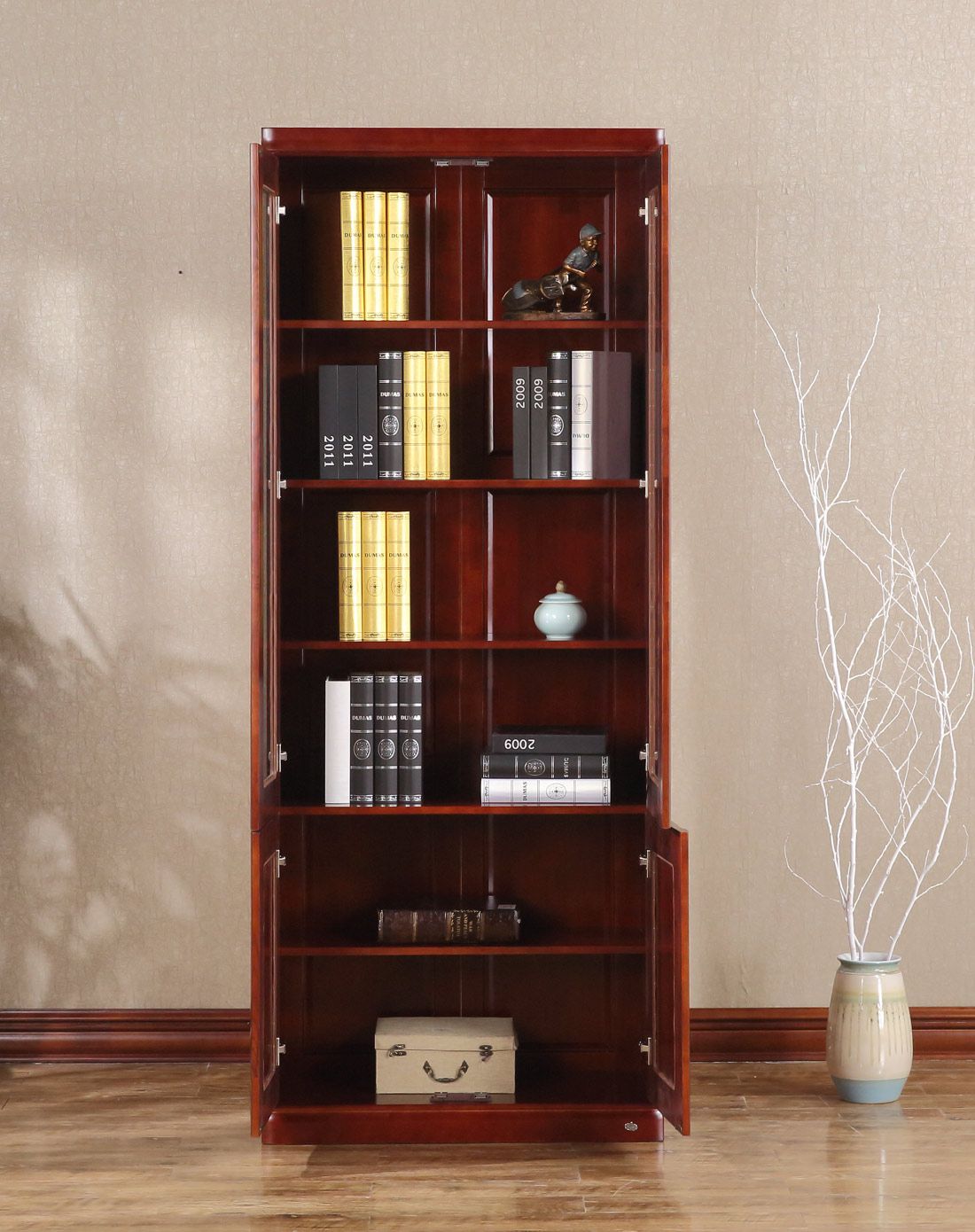 华日家居明月系列水曲柳实木双门书柜
