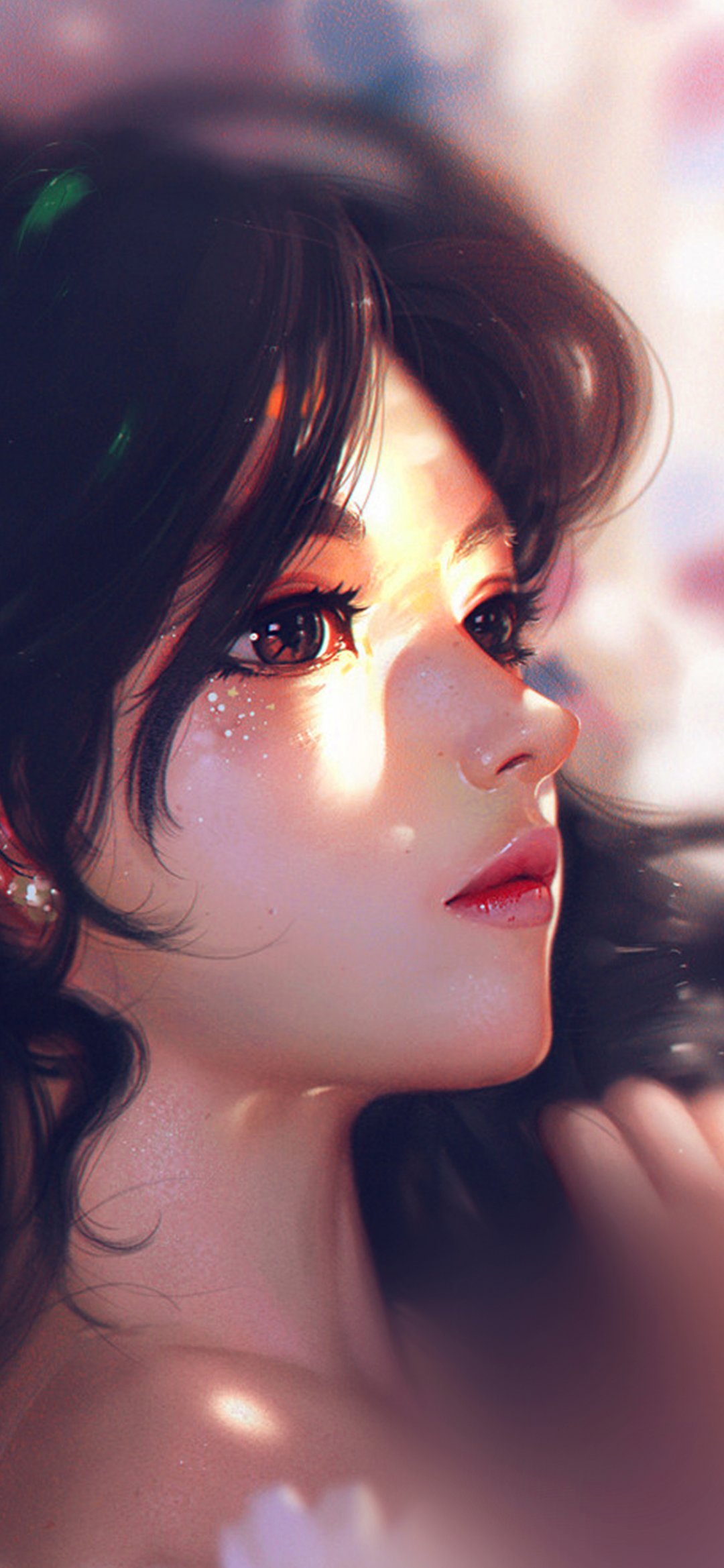 长卷发高鼻梁的动漫美女侧脸