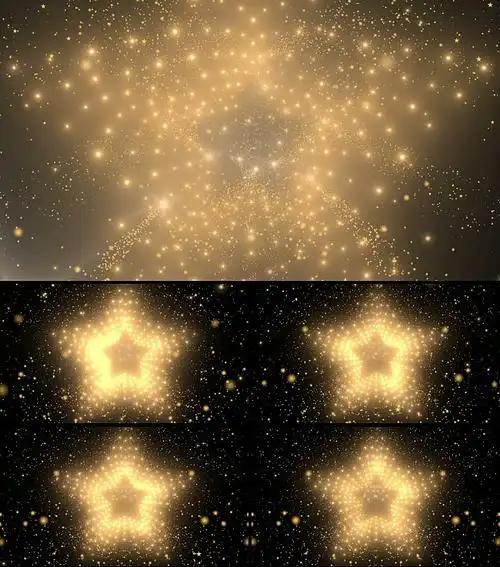 mov五角星金色光芒群星闪烁高清视频背景素材