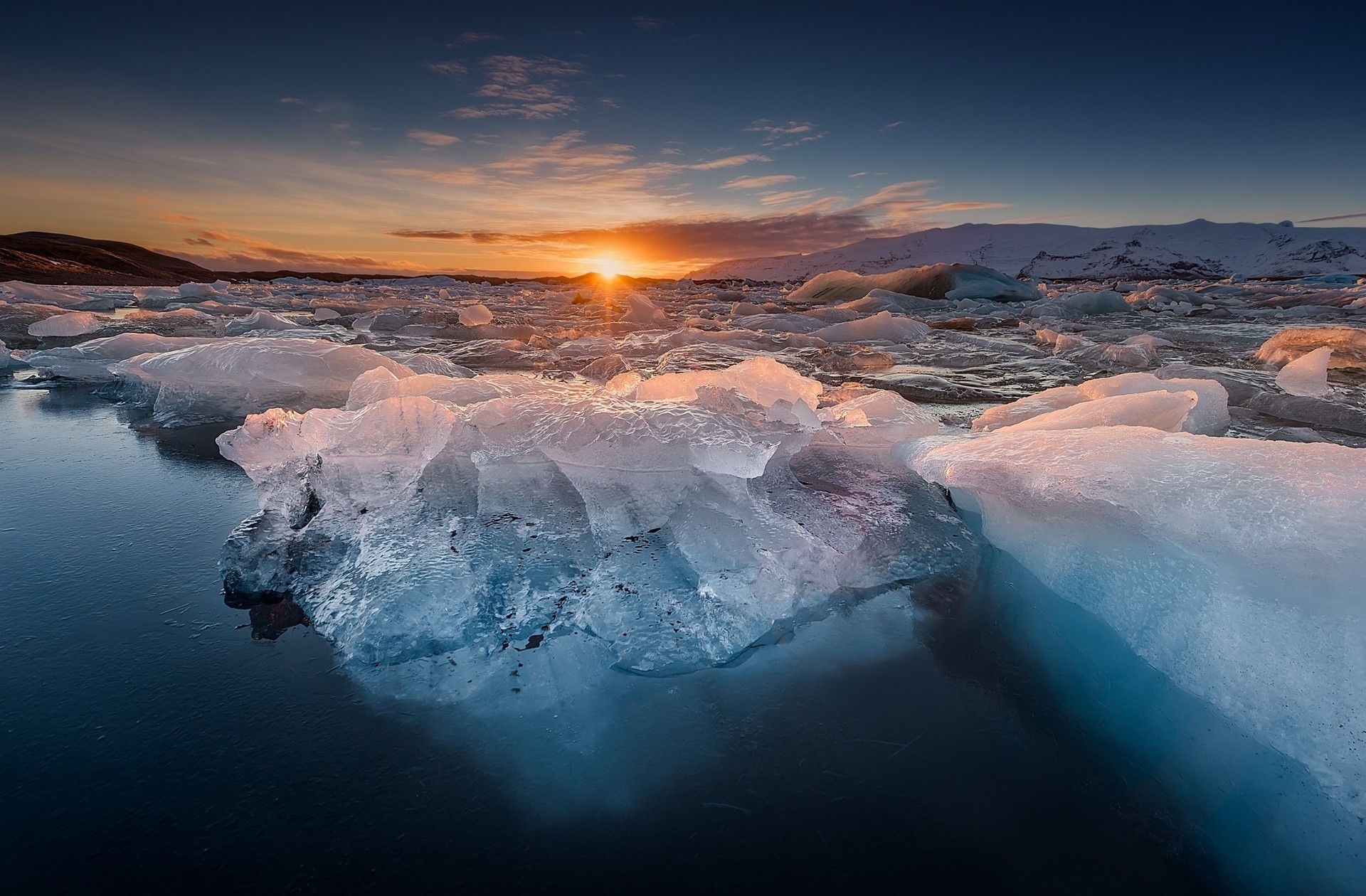 自然,景观,冰,冷,日落,冬天,弗罗斯特,小山,平静的壁纸