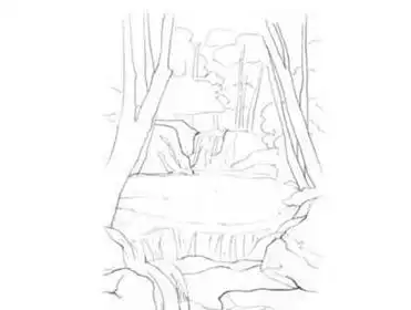 山涧溪水简笔画