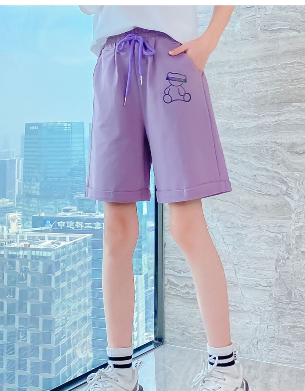 女童短裤夏薄款外穿中大童网红夏季五分运动短裤套装儿童夏装中裤