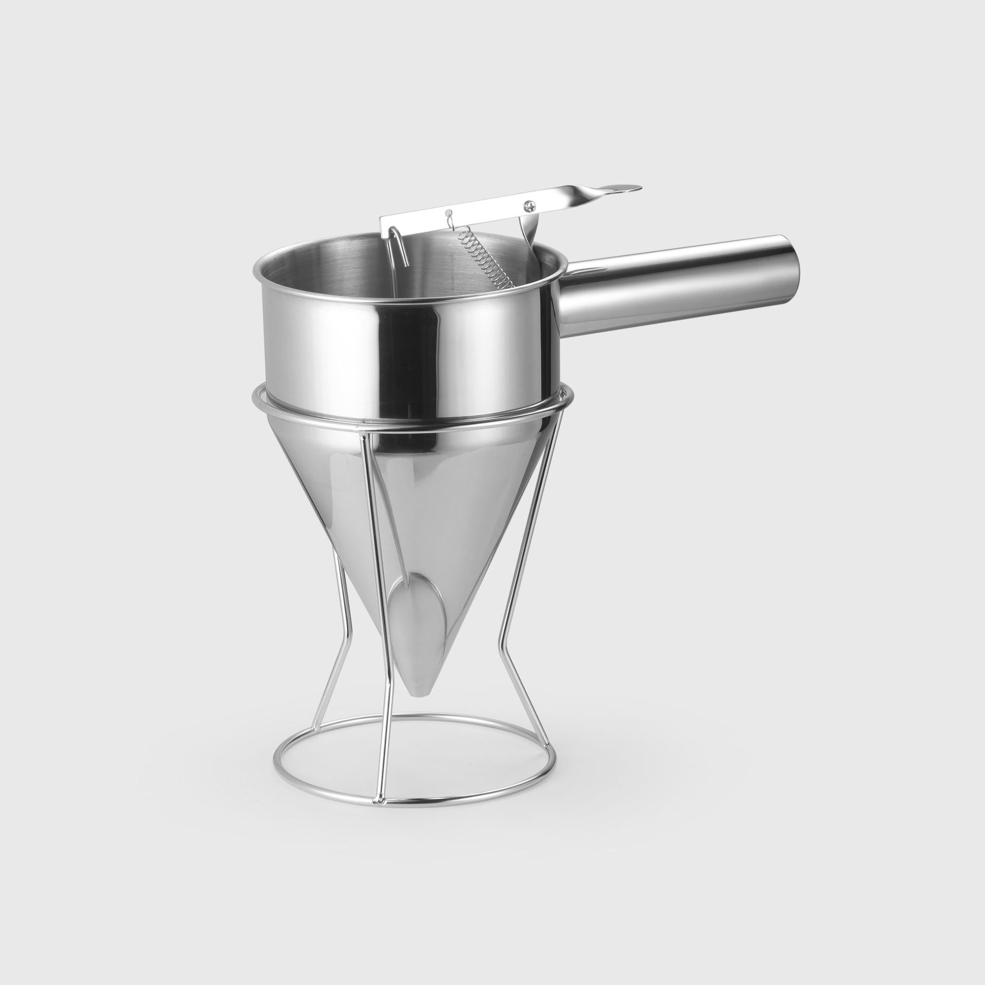 章鱼小丸子工具锥形漏斗带架子 不锈钢分液立式油漏斗面糊漏斗