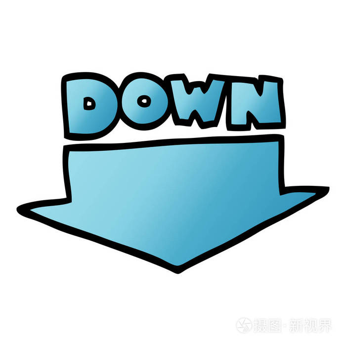 向量梯度例证动画片向下箭头