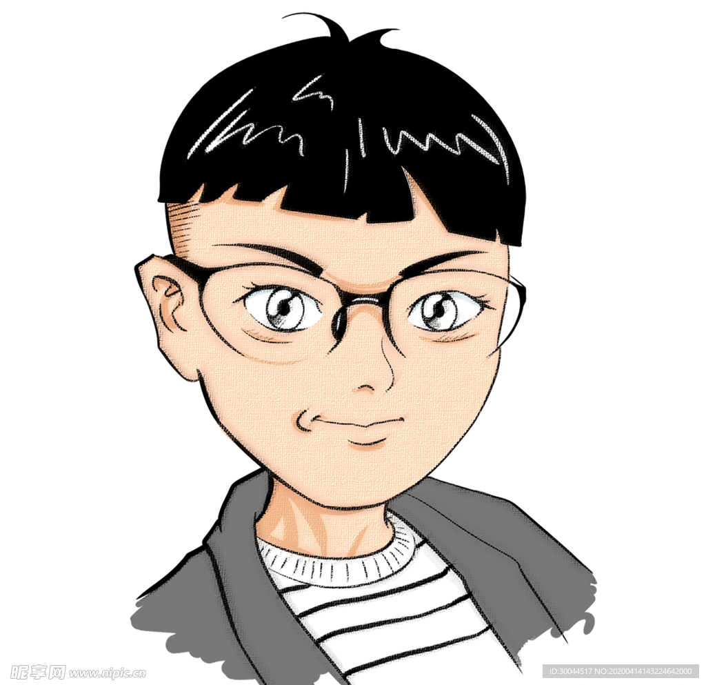 卡通戴眼镜西瓜头男生头像图片