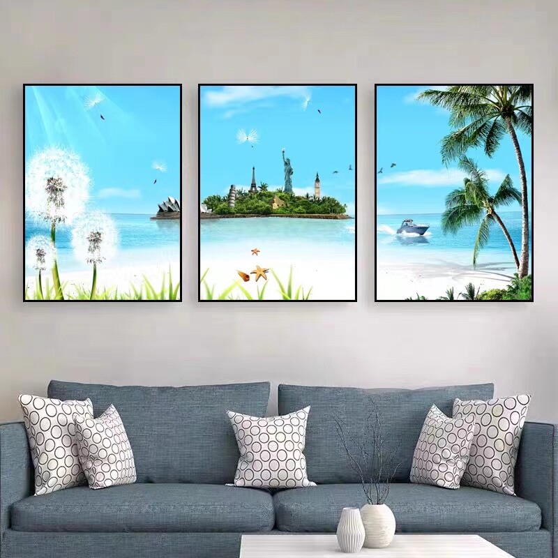 北欧客厅装饰画三联沙发背景墙挂画现代简约大气餐厅壁画卧室墙画