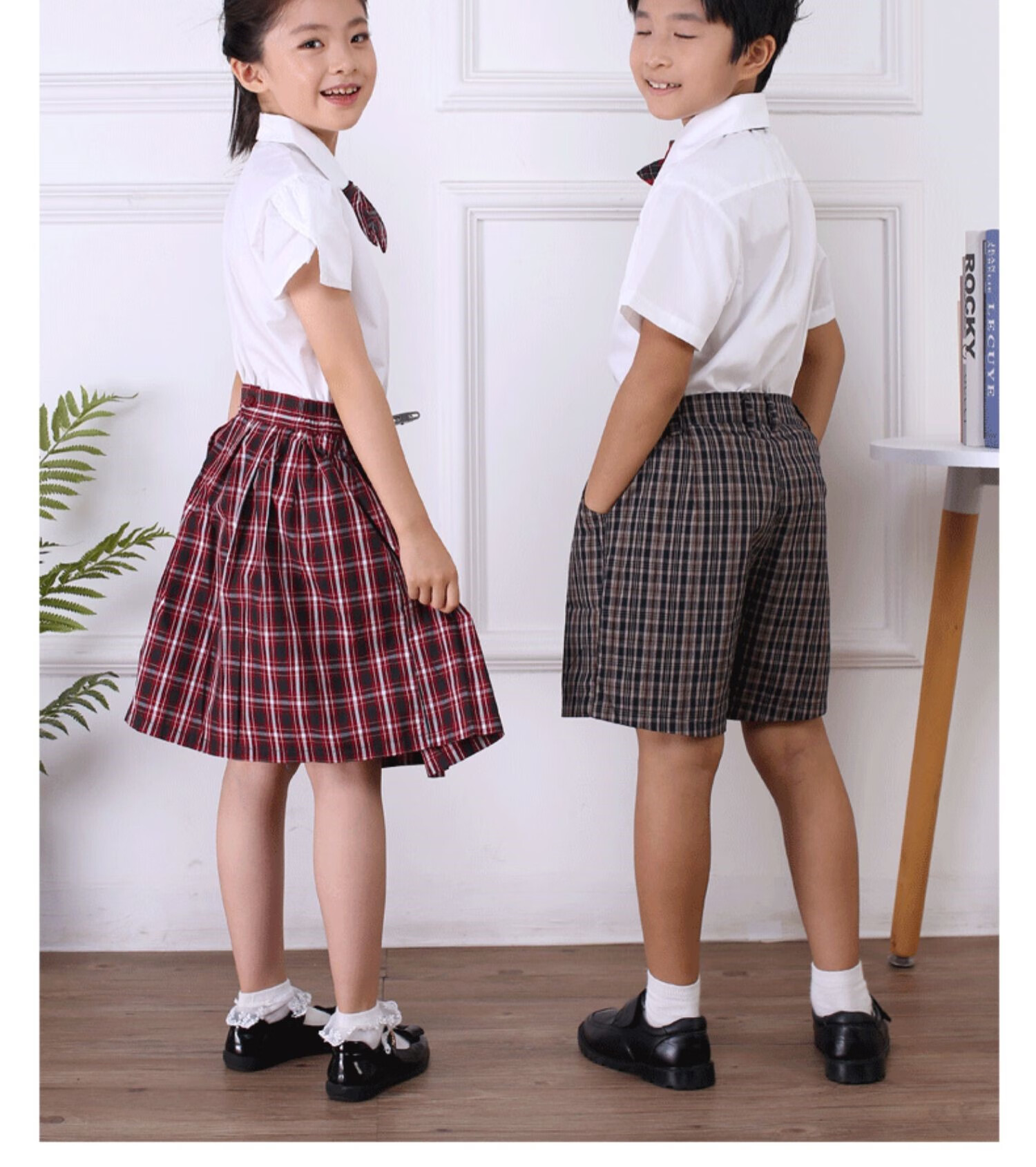 莎臣豹 小学生校服夏季礼服套装男女全松紧橡皮筋礼服深圳市小学礼服