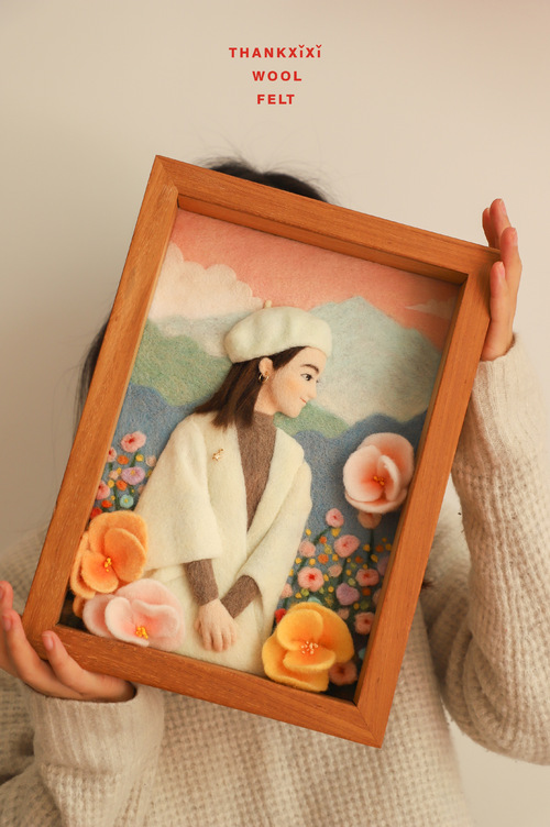 羊毛毡人物画 | 尝试戳侧面的.