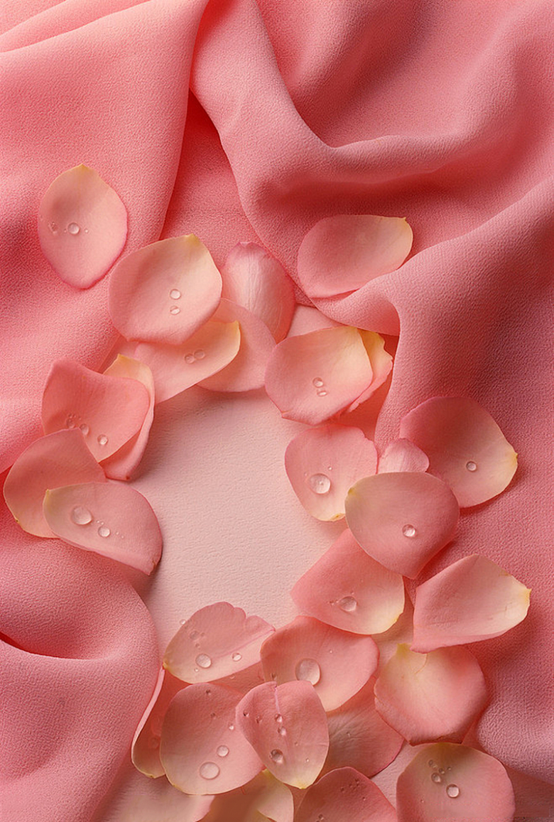 浪漫粉色花瓣轻纱背景