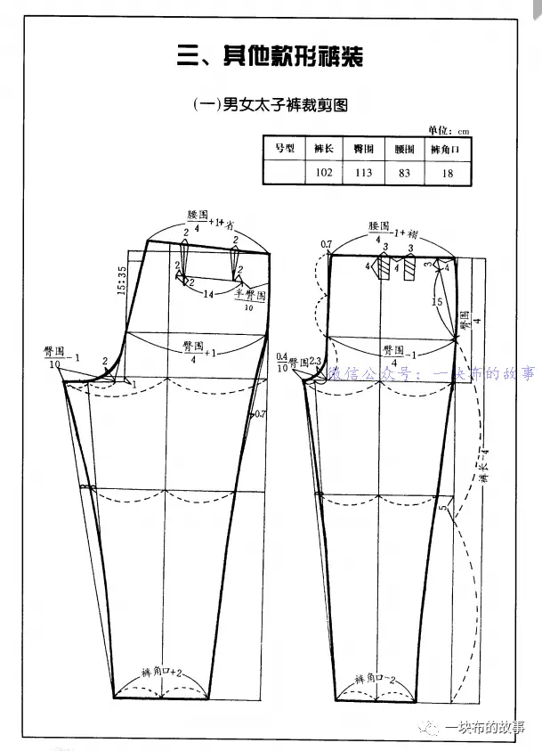 实用男女裤子裁剪图