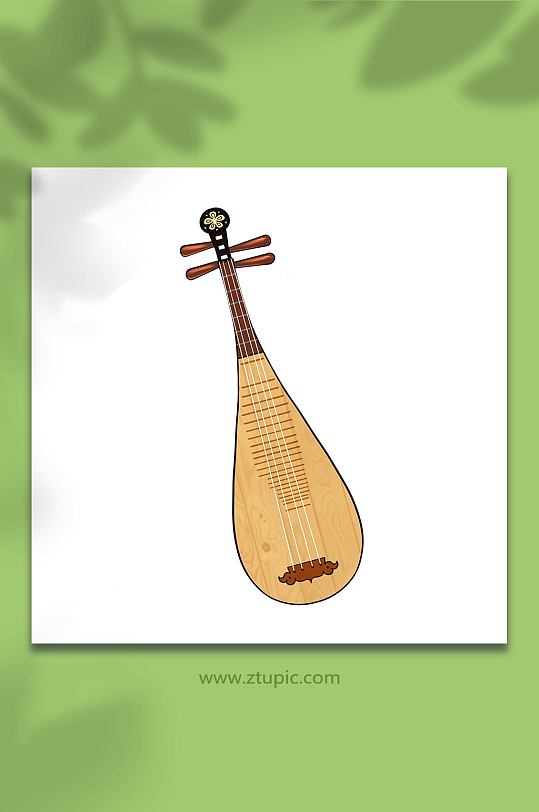 手绘卡通琵琶乐器元素插画