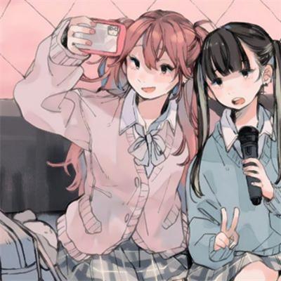二人日系动漫可爱好看的闺蜜头像 ins风日系稀有的姐妹头像图片_女生