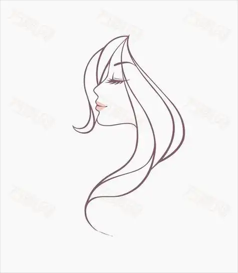 简笔画女孩图片4人物黑白动漫素材插画绘画线稿手绘女生男生长发短发