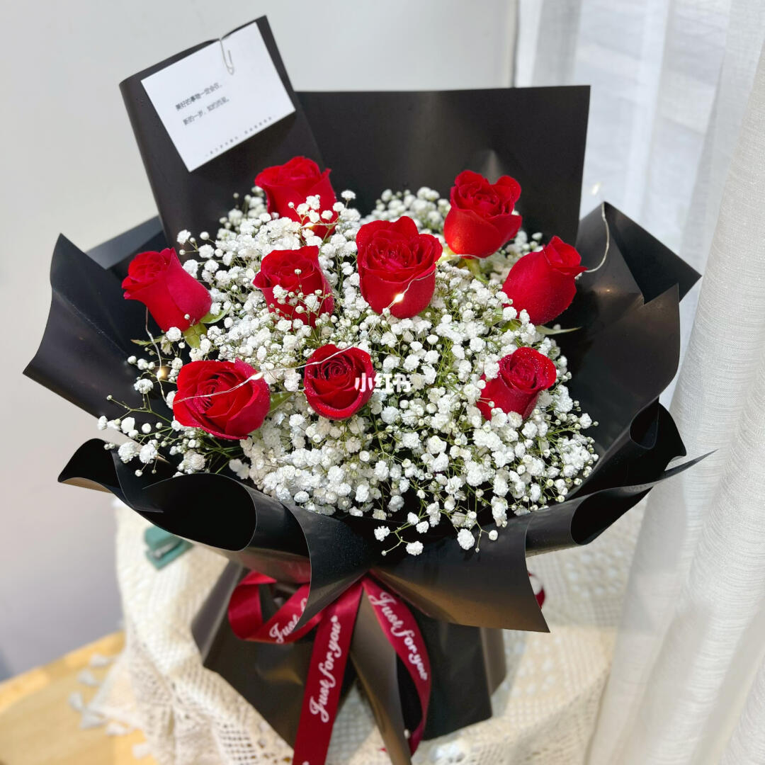 周口花间集花艺  #红玫瑰  #满天星花束