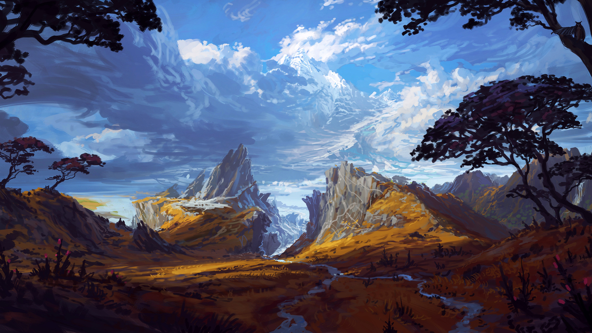 唯美文艺风景插画桌面壁纸